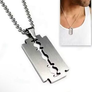 Blade Razor Pendant  Stainless Steel Hip Hop Necklace for men